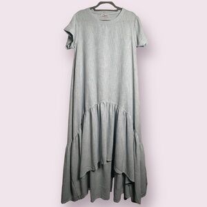 Chantal Light Blue Textured High Low Maxi Dress Large